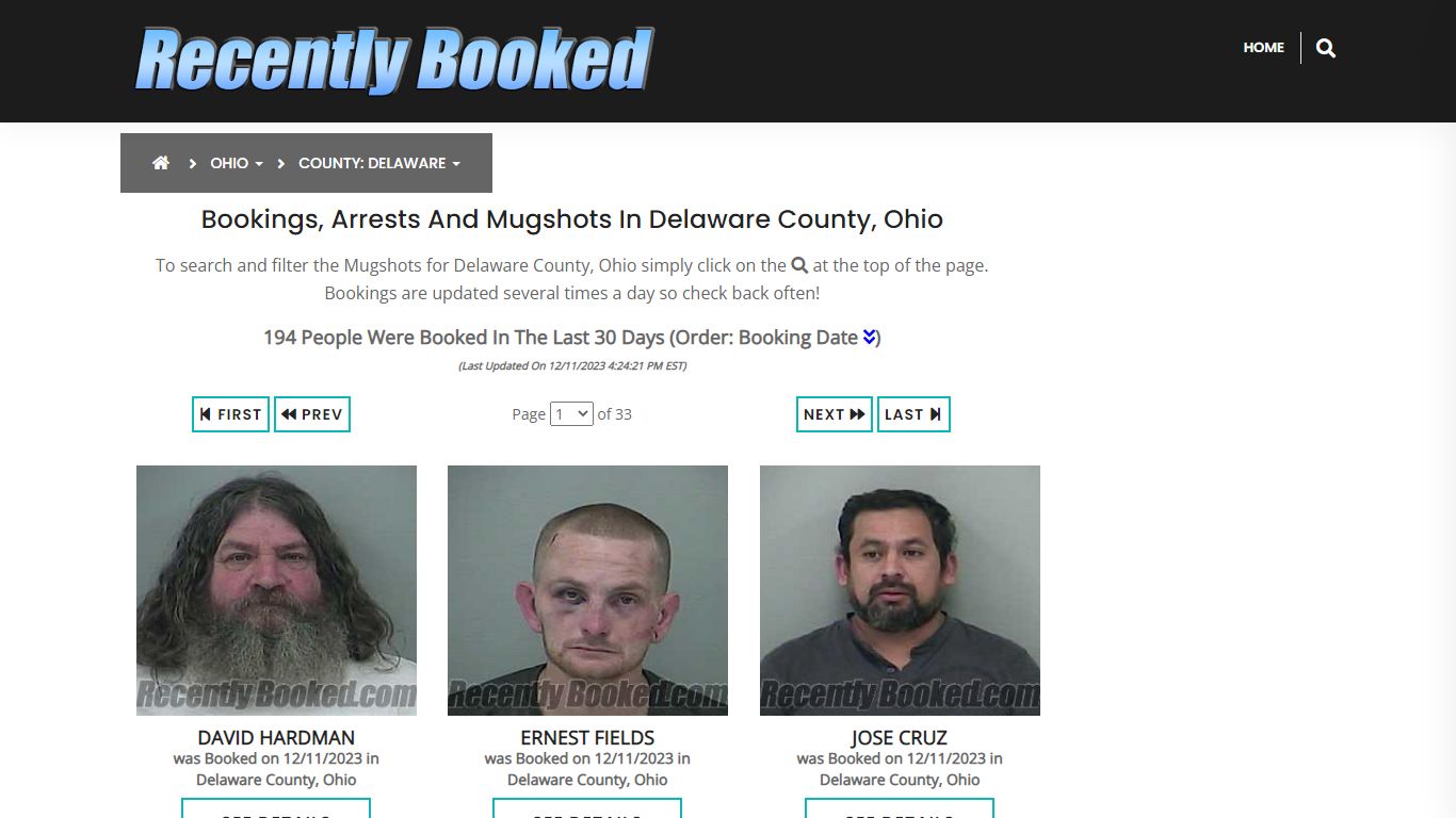 Recent bookings, Arrests, Mugshots in Delaware County, Ohio
